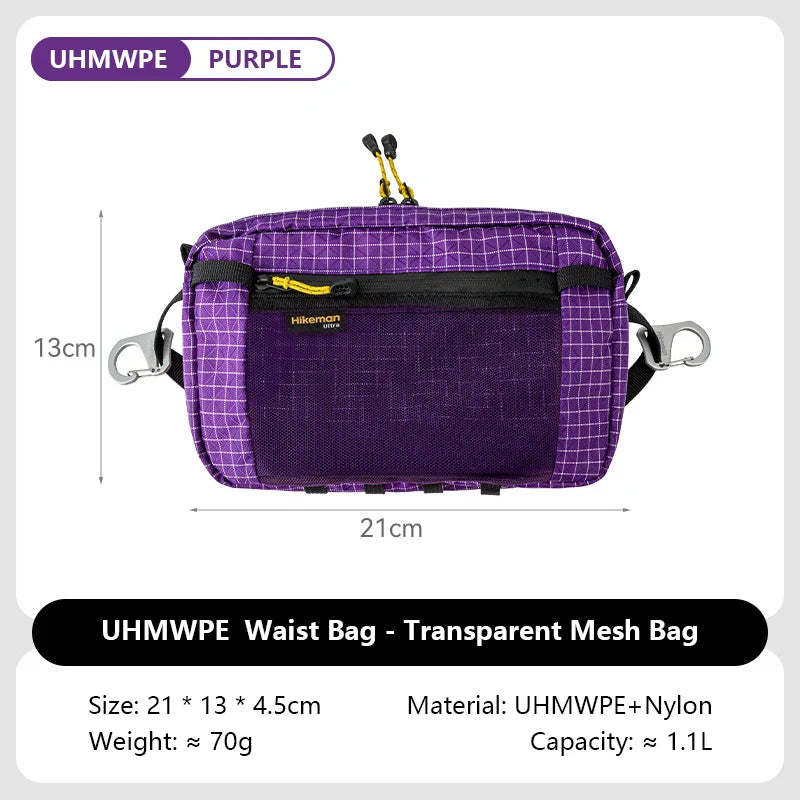 1.1L (37 fl oz) Ultralight Waterproof Waist Pack - Multi-Pocket Fanny Pack for Running Cycling Hiking