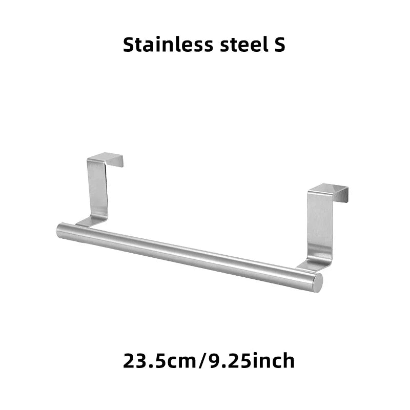 Over-Door Stainless Steel Towel Rack – Hanging Towel Bar for Bathroom & Kitchen Cabinets, 23.5 x 6.2 cm (9.25 x 2.44 in) or 36 x 6.2 cm (14.17 x 2.44 in), 1/2-Pack