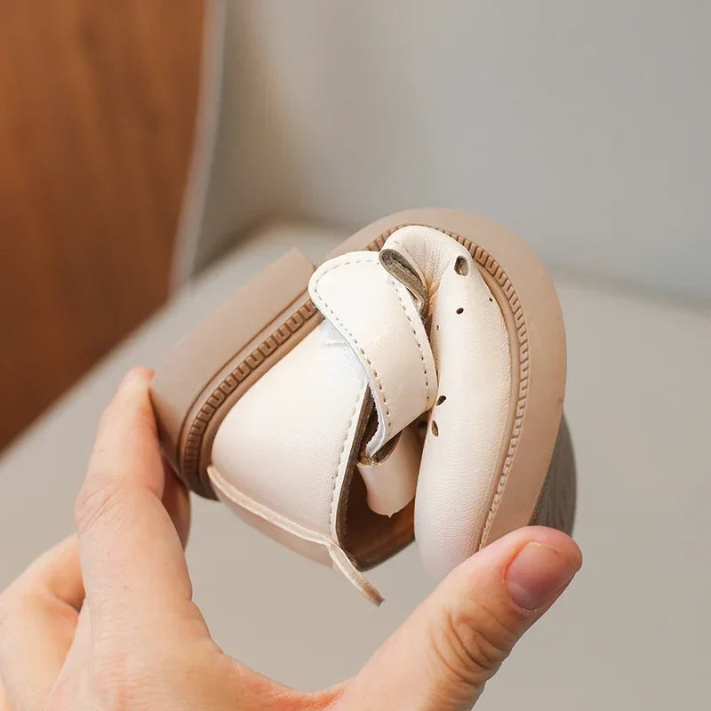 T-Strap Mary Jane Shoes for Baby & Toddler Girls Hollow-Out Vintage Non-Slip Flats Beige Brown Dress Shoes