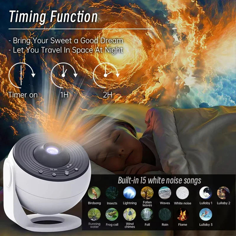 Galaxy Projector 5-in-1 Star Projector Planetarium Night Light for Kids & Adults - 4K HD Lens, Bluetooth Speaker, White Noise, Remote & Timer - Space Ceiling Projector for Home Decor