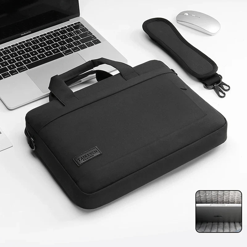Canvas Laptop Sleeve Briefcase – Zippered Shoulder Handbag for 13.3, 14, 15, 15.6 & 17 Inch Laptops