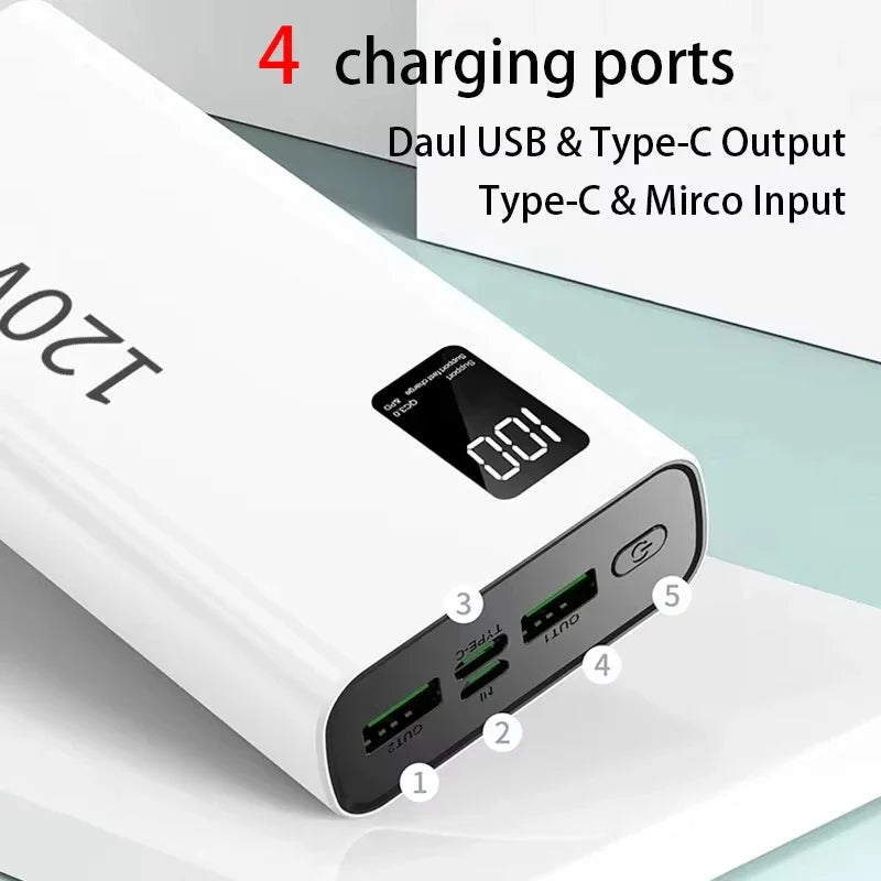 120W Portable Power Bank – USB-C Fast Charging, Digital Display, 50,000–200,000mAh Options – Battery Charger for Smartphones, Tablets & Laptops