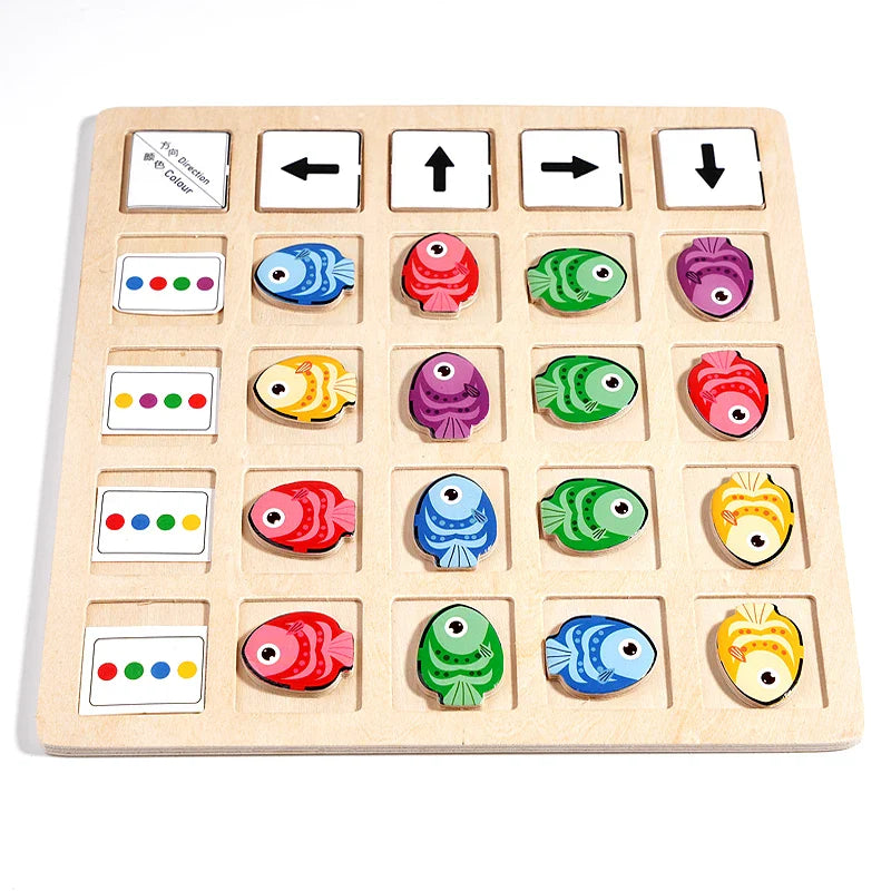 Montessori Wooden Board Game – Educational Logic & Color Toy for Kids
