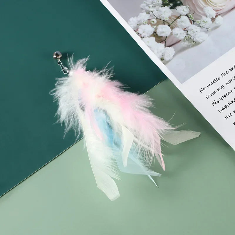 Interactive Cat Feather Toy Refill Kit – Feather Birds, Faux Worm & Foam Ball with Bell for Kittens