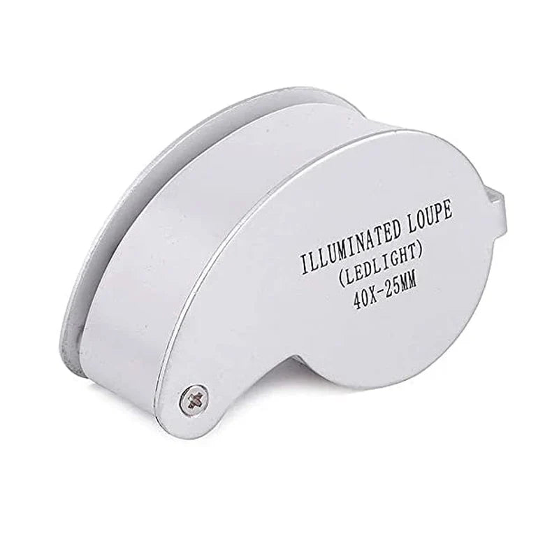 40X Jeweler's Loupe Pocket Folding Magnifier with LED Light for Watches, Coins, Stamps, Gems