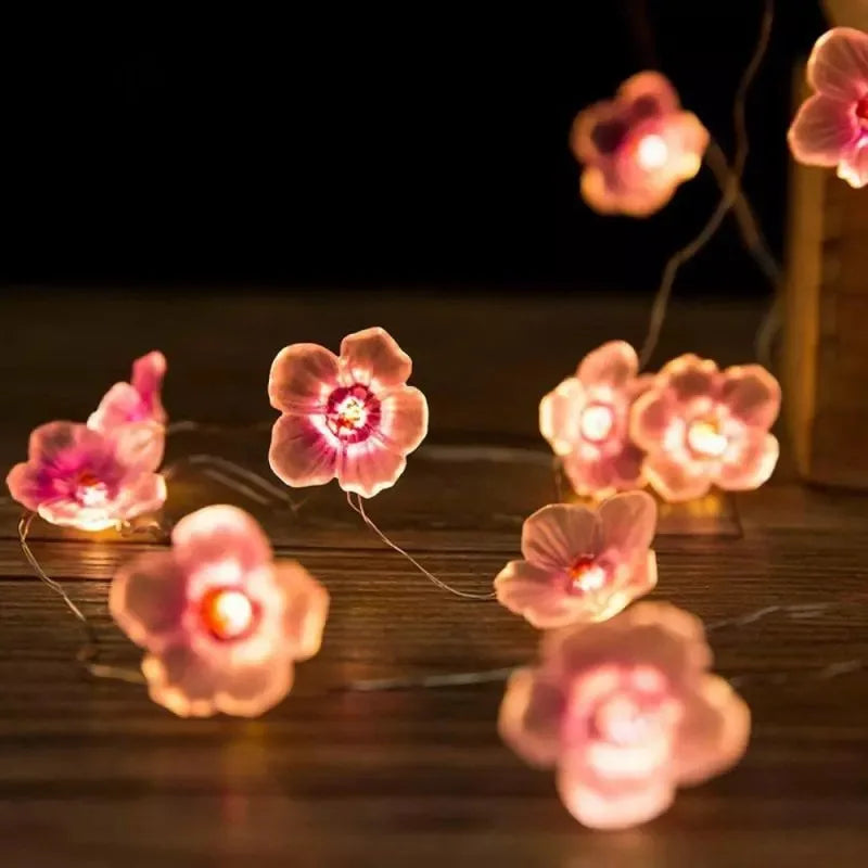 30 LED Pink Cherry Blossom Fairy String Lights Battery-Powered Flower Garland for Home, Bedroom & Christmas