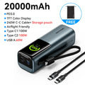 20000mAh 165W PD Power Bank with Built-in USB-C Cable – Fast Portable Charger for Laptop, Phone & Multiple Devices