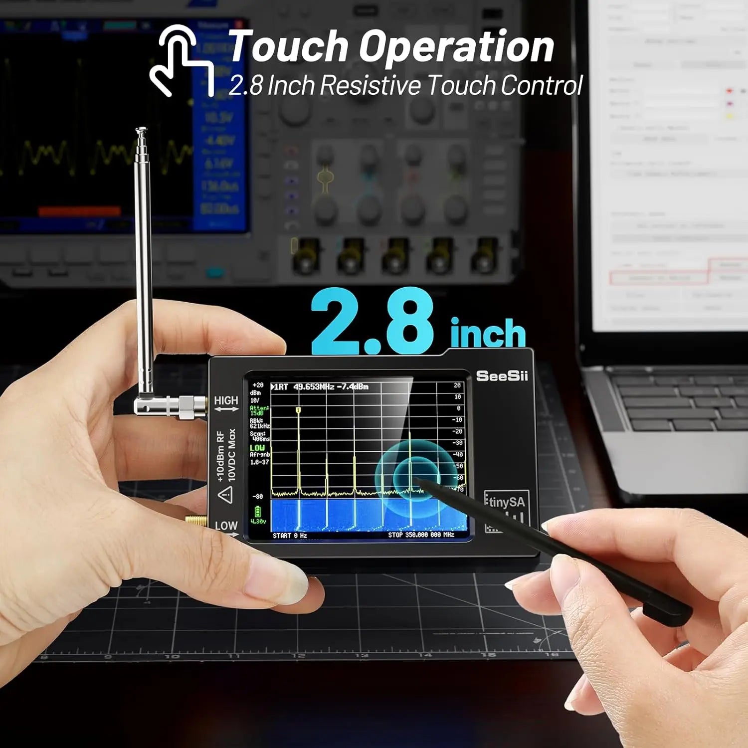 Portable TinySA Handheld Spectrum Analyzer 100 kHz to 960 MHz RF Signal Generator Antenna Analyzer