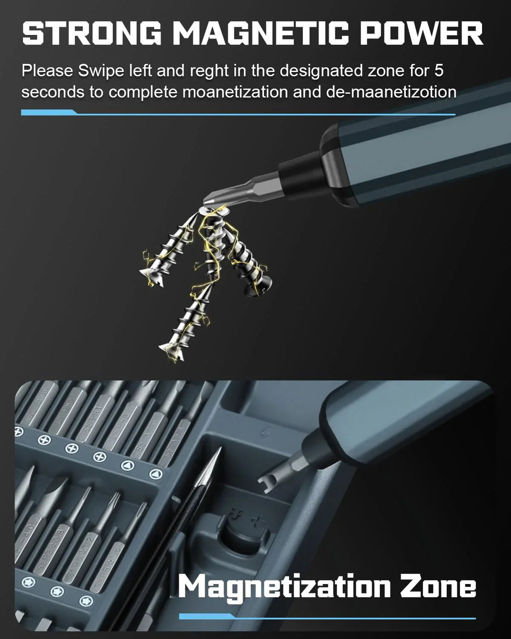 68-in-1 Precision Electric Screwdriver Set — 64 Magnetic Bits, 5-Torque Adjustable Mini Cordless Repair Kit for iPhone, Watch & Camera