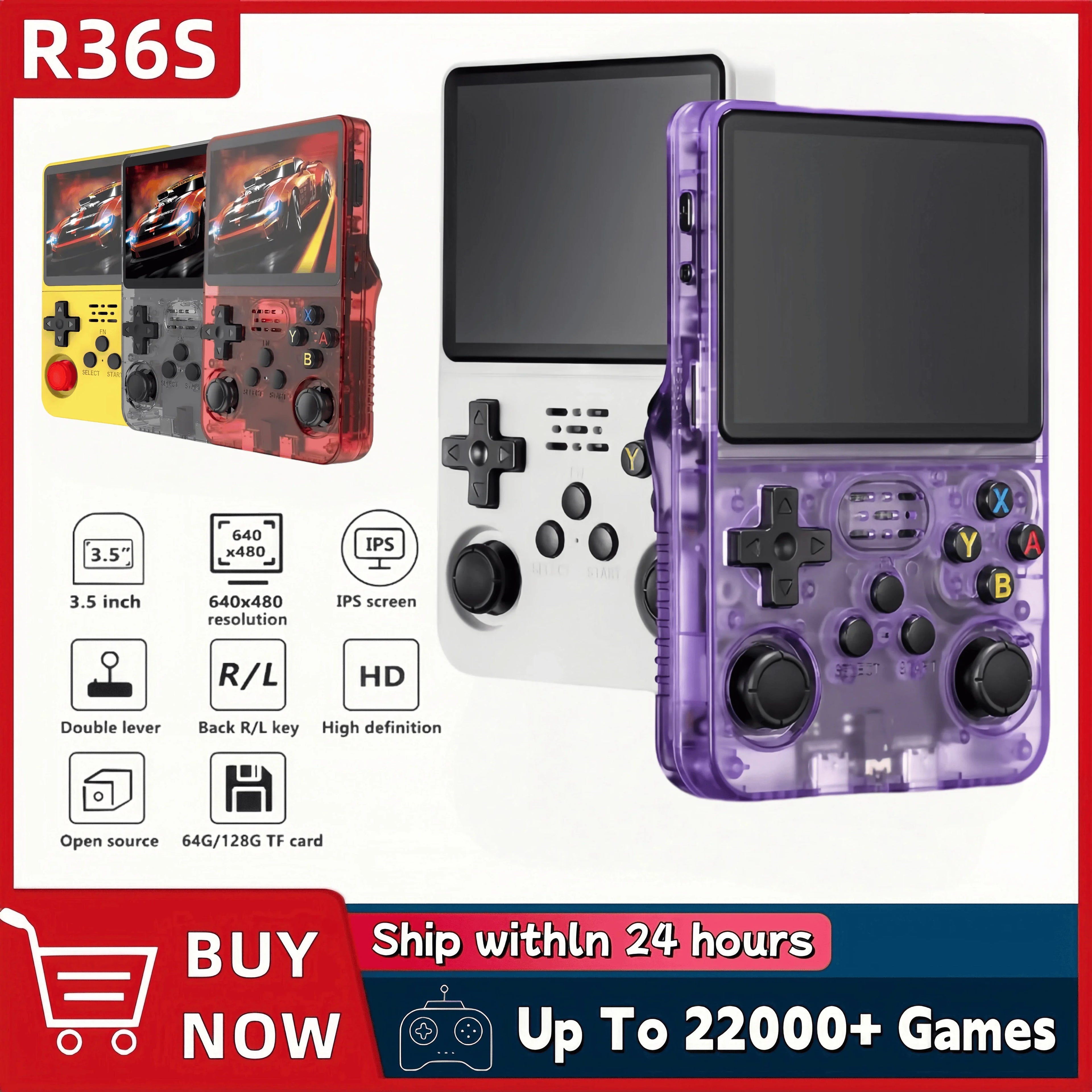 Retro Handheld Game Console 3.5-Inch (8.9 cm) IPS Screen, 128GB Preloaded with 20,000 Games, Portable Linux Pocket Player
