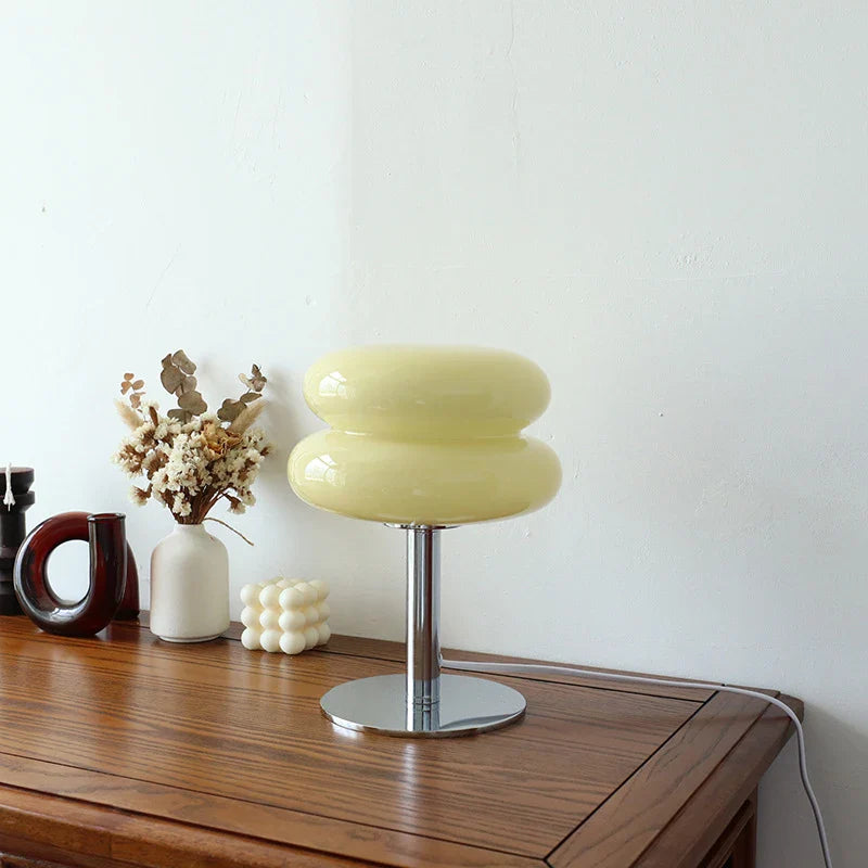 Macaron Glass Table Lamp Trichromatic Dimmable LED Night Light for Bedroom & Living Room