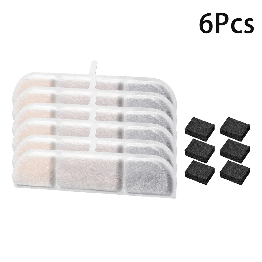 6/12/16/20/24-Pack Cat Water Fountain Replacement Filters with Pre-Filter Sponges – Activated Carbon & Ion Exchange