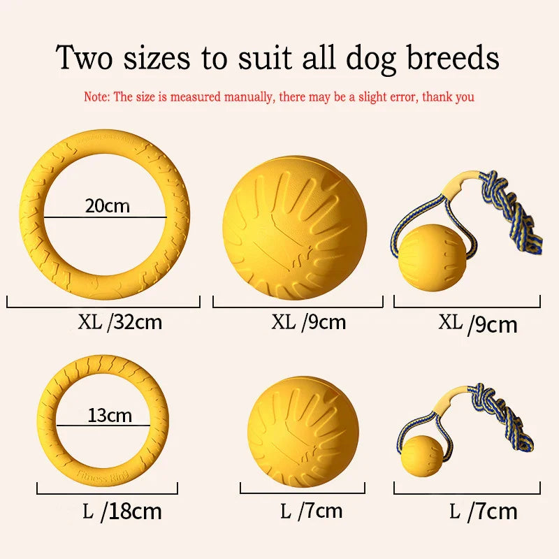 EVA Dog Toys 4-Pack - Durable Flying Disc, Ball and Tug Rope Set for Puppies and Adult Dogs | Chew-Proof Teeth Cleaning