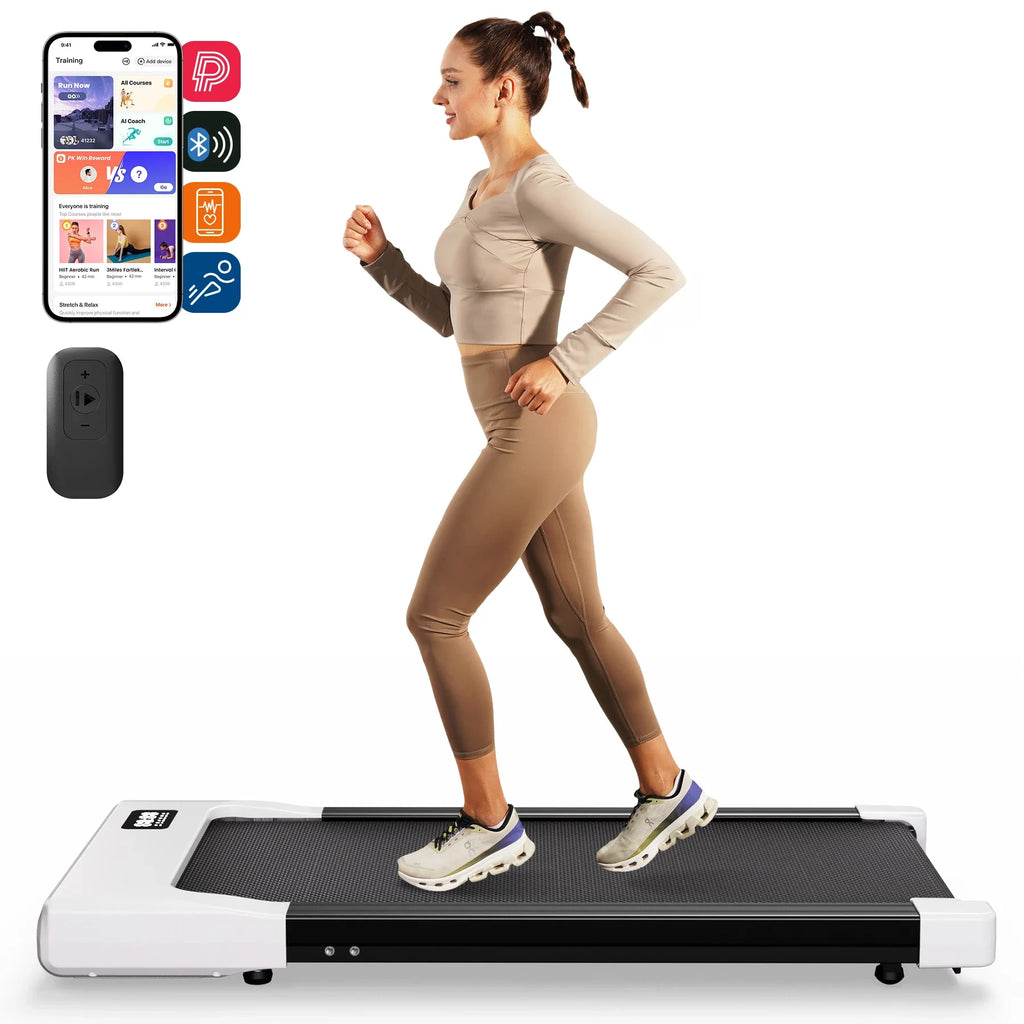 Under-Desk 2-in-1 Walking Pad Treadmill - Portable 2.5HP LED Remote Control for Home & Office