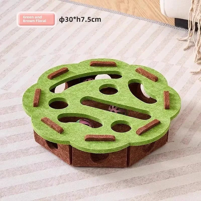 Felt Puzzle Box Cat Toy with Ball – Interactive Indoor Hunting, Exercise & Scratching Playhouse