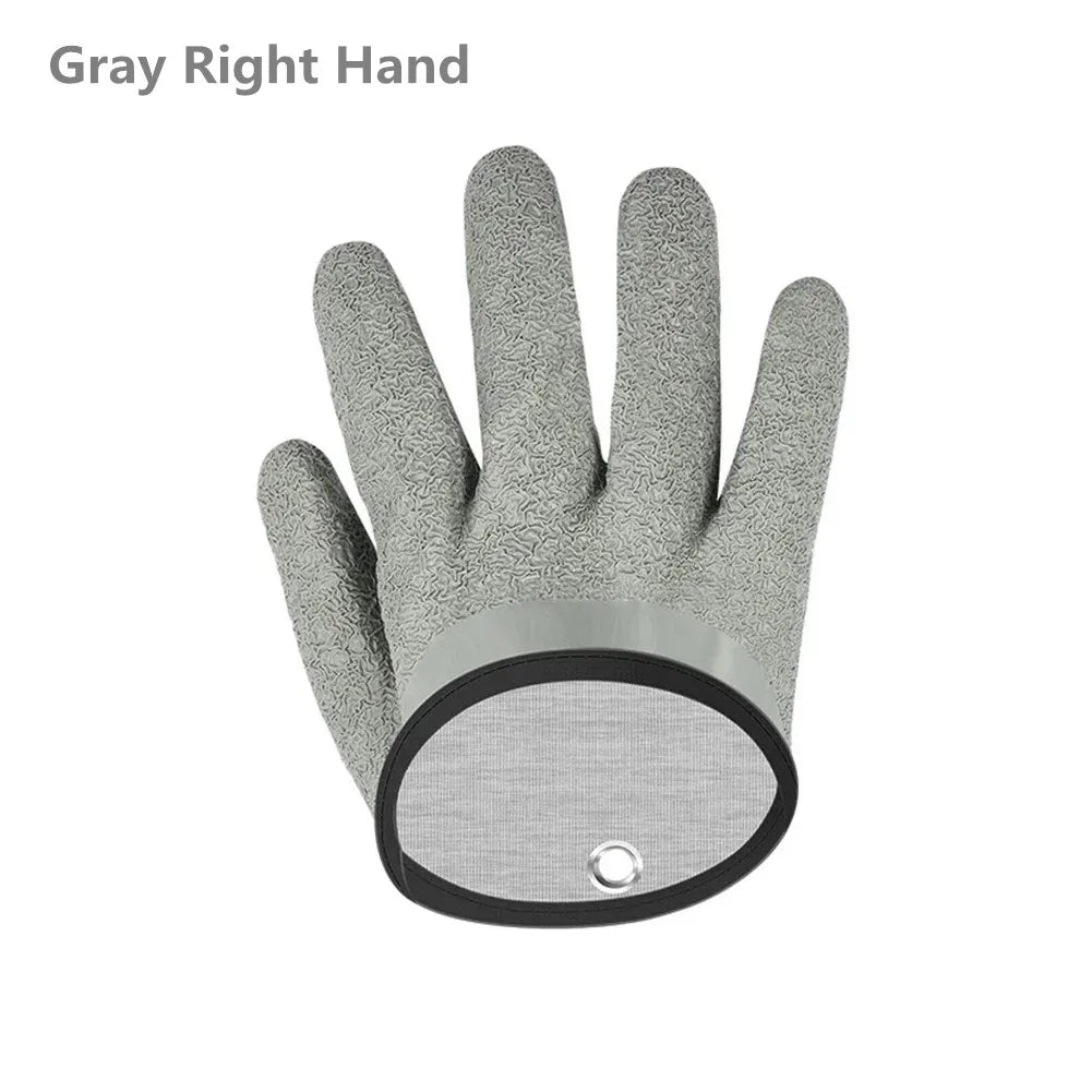 Waterproof Anti-Cut Fishing Gloves - Full-Finger Non-Slip Latex Grip with Waist Hook (Left/Right)