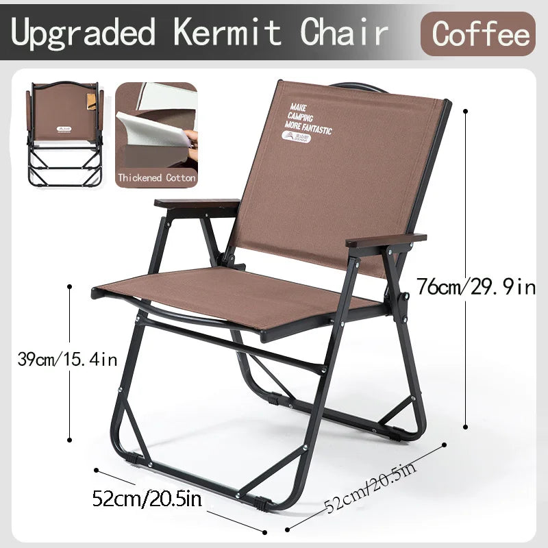 Folding Kermit-Style Camping Chair – Portable Outdoor Lounge for Beach, Picnic & Hiking