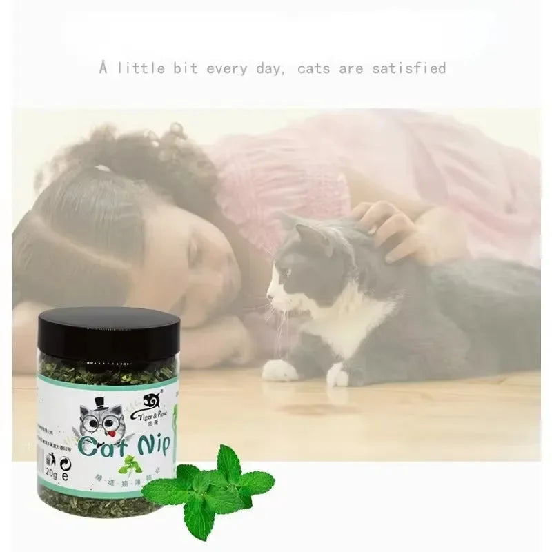 Organic Catnip Powder & Mint Blend for Cats – 100% Natural Catnip Interactive Cat Toy Supplement for Dental Health and Stress Relief