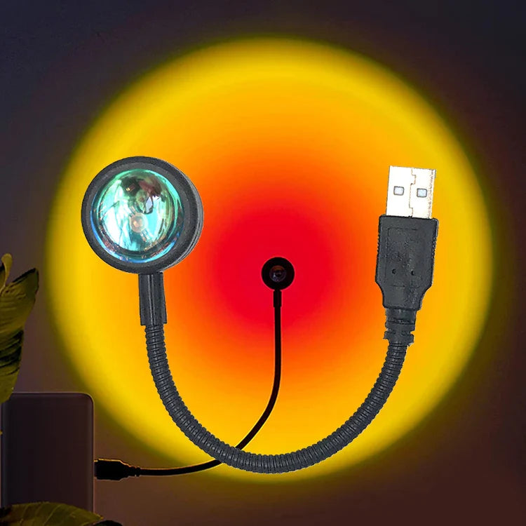 USB Sunset LED Lamp Rainbow Neon Night Light Projector, Bedroom & Photography Mood Light for Home Decor