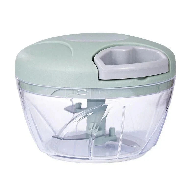 Manual Rope Food Chopper — 500ml & 900ml (17 fl oz / 30 fl oz) Stainless Steel Blade Garlic, Onion & Vegetable Slicer