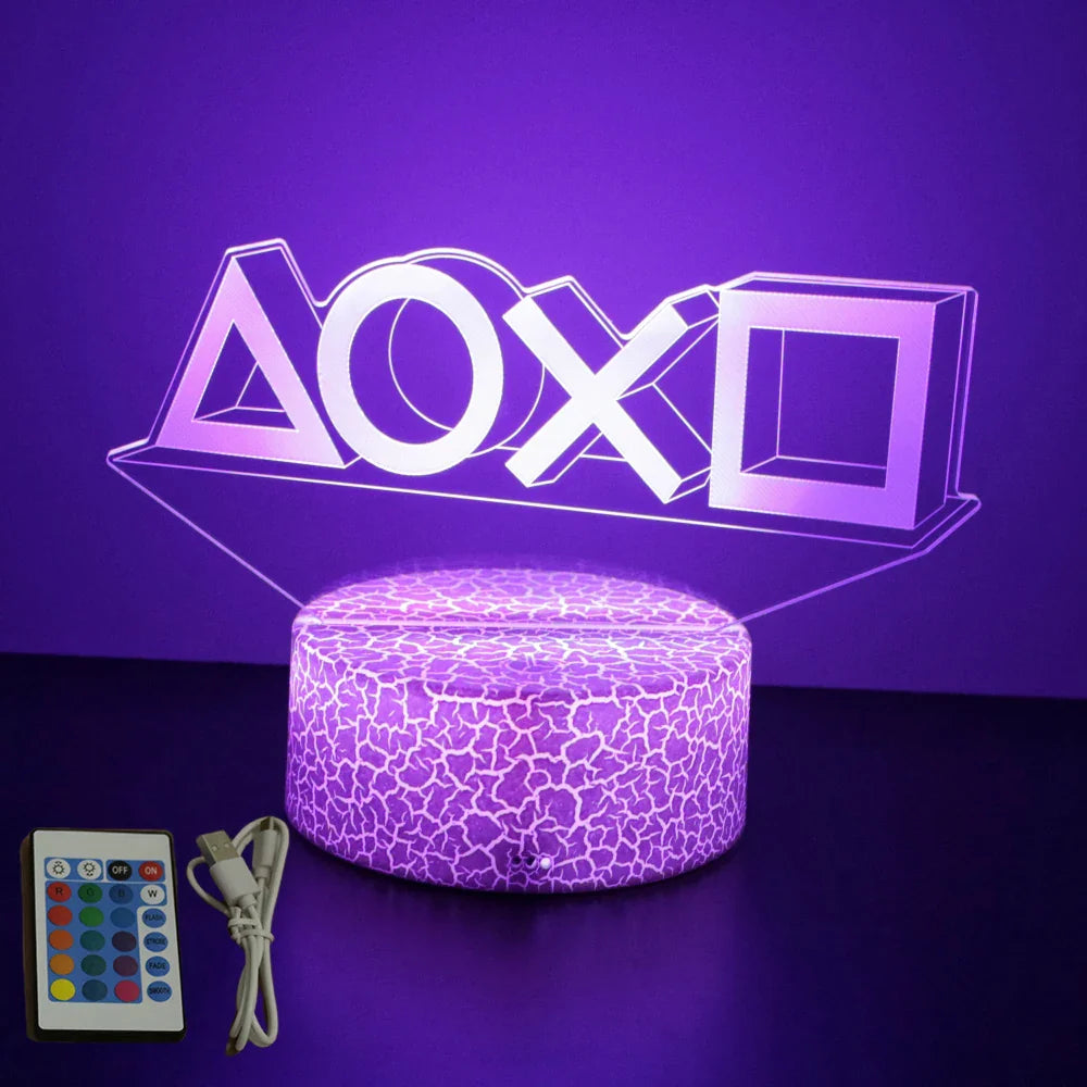 3D LED Neon Gamer Lamp - RGB Acrylic Night Light with Remote & Touch for Kids & Gaming Room