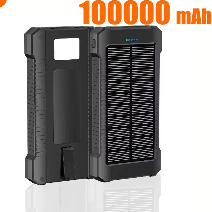 Waterproof Solar Power Bank 50,000/100,000/200,000mAh Dual USB PD 20W & 120W Fast Charge Portable Charger with LED Display & Flashlight for Camping & Travel