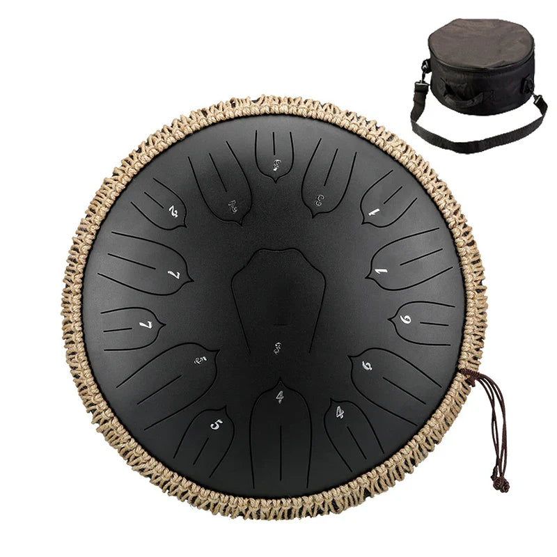 13-Inch (32 cm) 15-Note D-Tone Steel Tongue Drum Glucophone Handpan Percussion