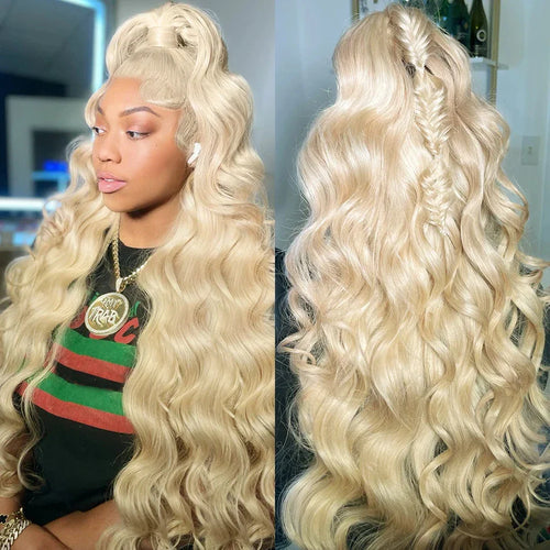 13x6 Body Wave HD Transparent 613 Lace Frontal Human Hair Wig Honey Blonde Color Brazilian Lace Front Wigs On Clearance Sale