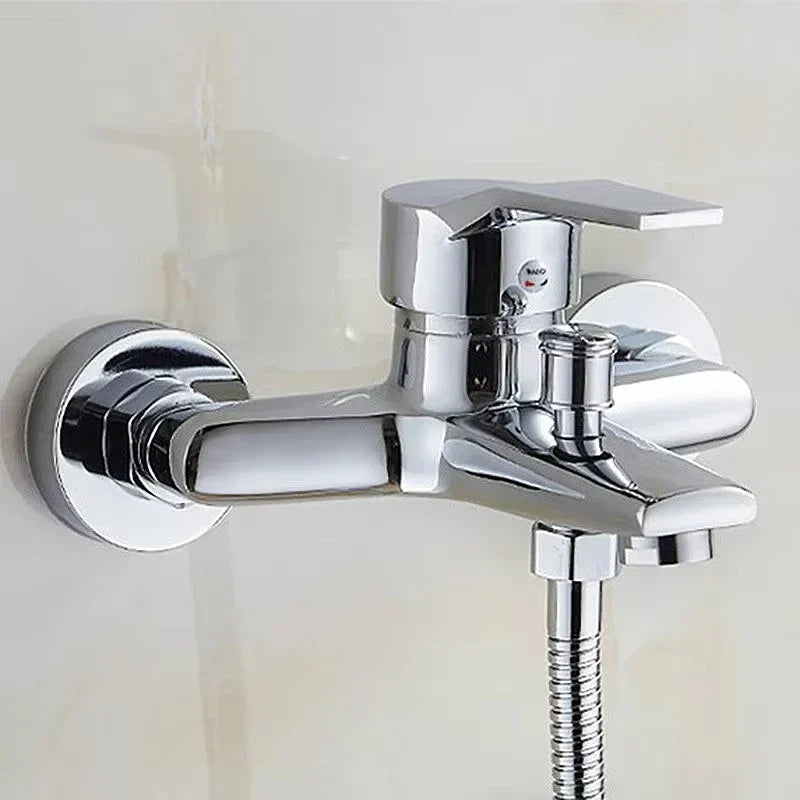Wall-Mounted Chrome Basin Faucet – Dual Spout Mixer Tap, Zinc Alloy, Hot & Cold