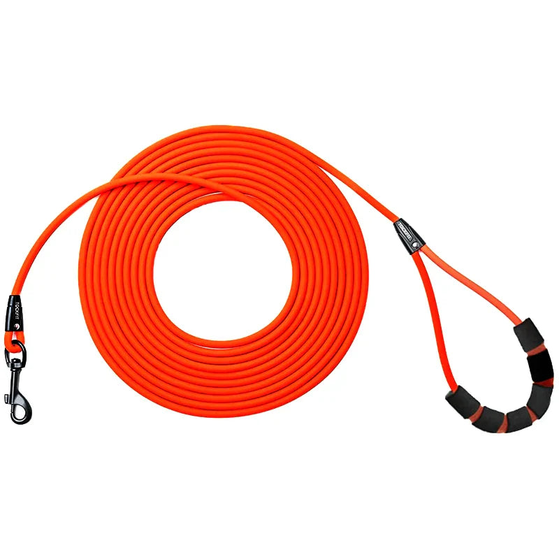 Waterproof PVC Dog Leash — Long Training Recall Lead 5ft/1.5m, 10ft/3m, 20ft/6m, 30ft/9m — Durable Tangle-Free Leash for Beach, Yard & Camping
