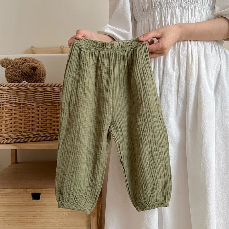 Children's Anti-Mosquito Summer Harem Pants - Lightweight Breathable Ankle-Length Casual Trousers with Elastic Waist (4-6 Years)