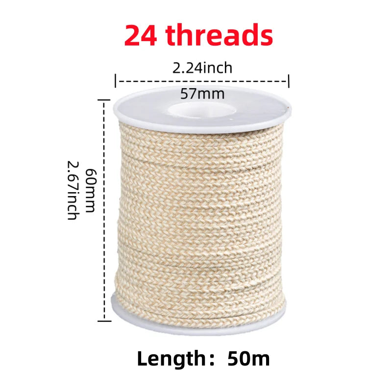 Cotton Candle Wick Roll 50m/61m (164ft/200ft) 21-45 Strand Low-Smoke Eco-Friendly DIY Degreased Wick