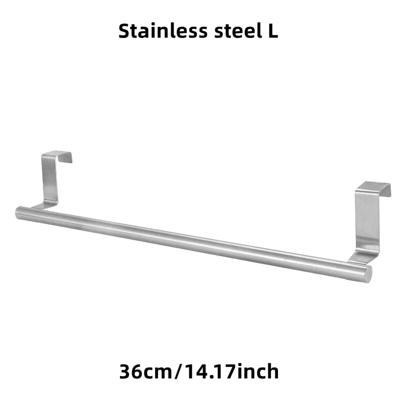 Over-Door Stainless Steel Towel Rack – Hanging Towel Bar for Bathroom & Kitchen Cabinets, 23.5 x 6.2 cm (9.25 x 2.44 in) or 36 x 6.2 cm (14.17 x 2.44 in), 1/2-Pack