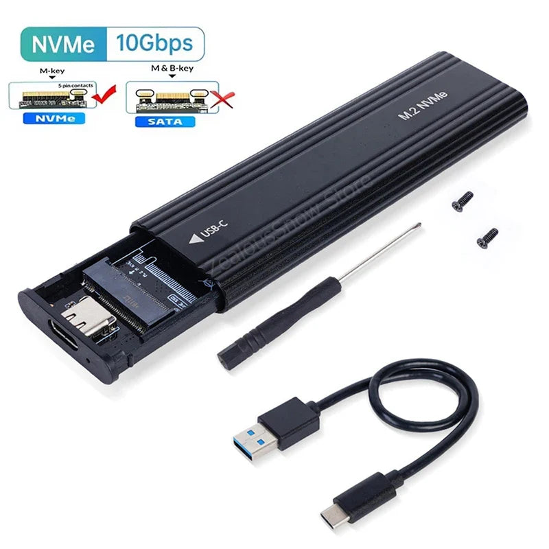 M.2 NVMe/SATA Dual-Protocol SSD Enclosure USB-C 3.1 — 10Gbps External M.2 Case (2230/2242/2260/2280)