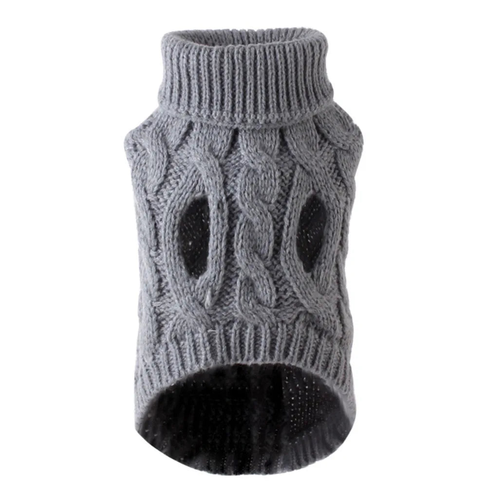 Knitted Cable Dog Sweater - Warm Autumn/Winter Pullover for Small Dogs