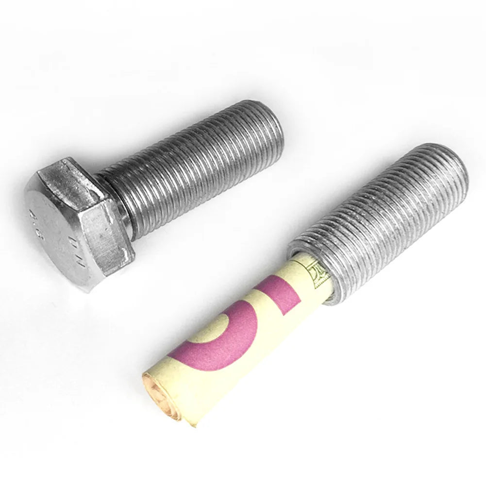 Hidden Screw Bolt Stash Safe — Metal Diversion Container for Cash, Pills & Small Valuables