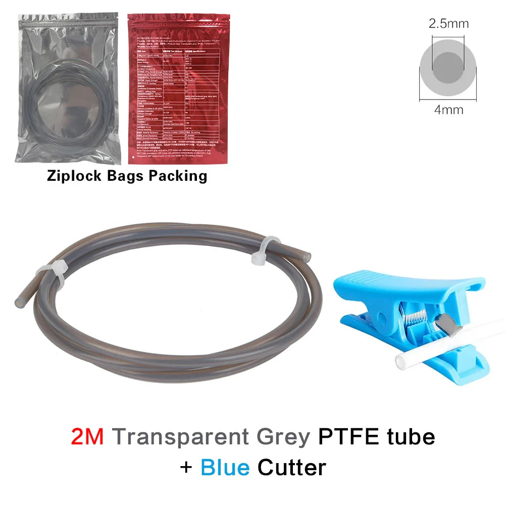 PTFE Bowden Tube for 1.75mm Filament – 2.5mm ID x 4mm OD (0.098 in x 0.157 in) Extruder Feed Tube for Mini 3D Printers