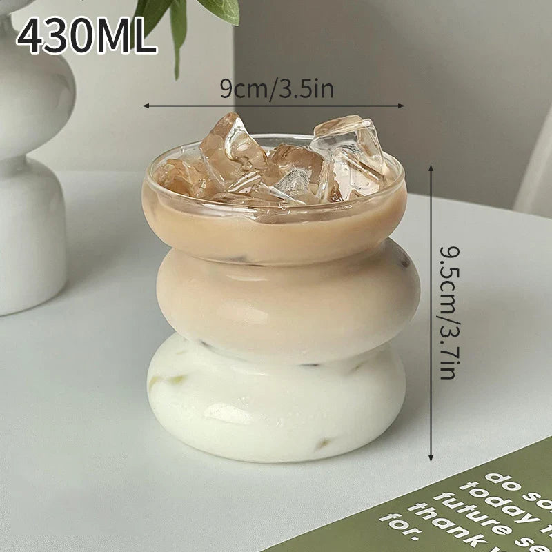 Aesthetic Borosilicate Glass Coffee Cups – Heat-Resistant Iced Coffee & Tea Glasses, 350ml (12oz) & 465ml (16oz)