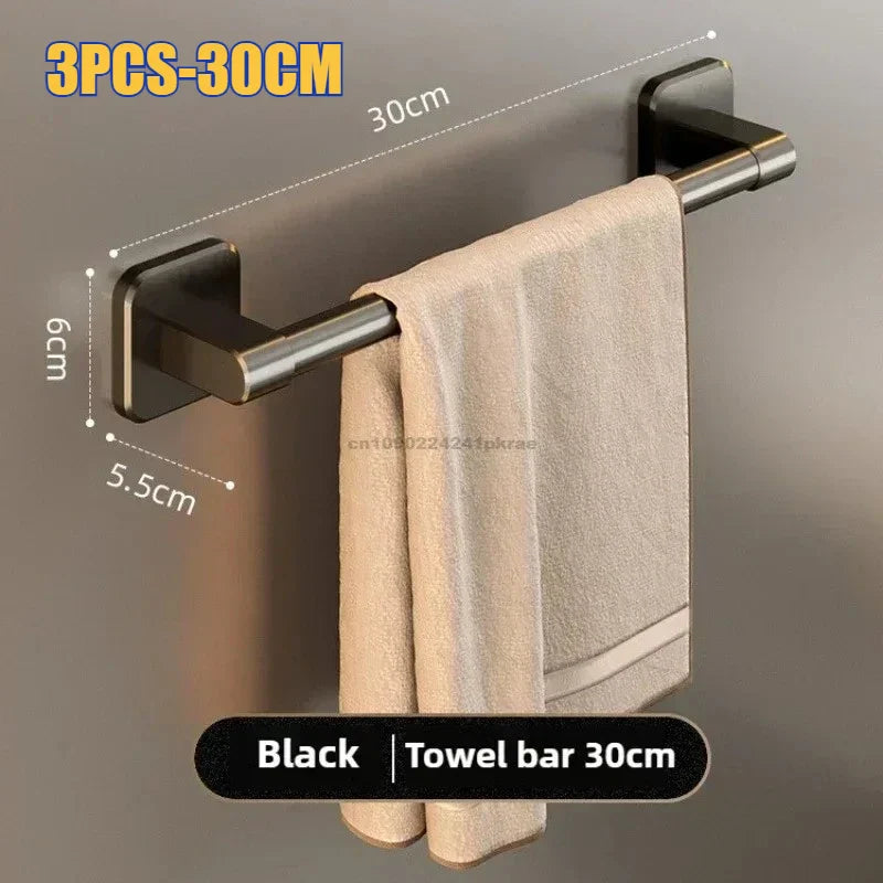 6-Pack Self-Adhesive No-Drill Towel Rack Hooks – Aluminum Wall Towel Holder, Polished Finish