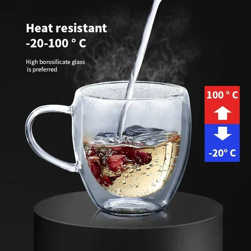 Double-Wall Borosilicate Glass Cups (80-450 ml) Heat-Resistant Insulated Tea, Coffee & Beer Glasses, Single to 6-Pack