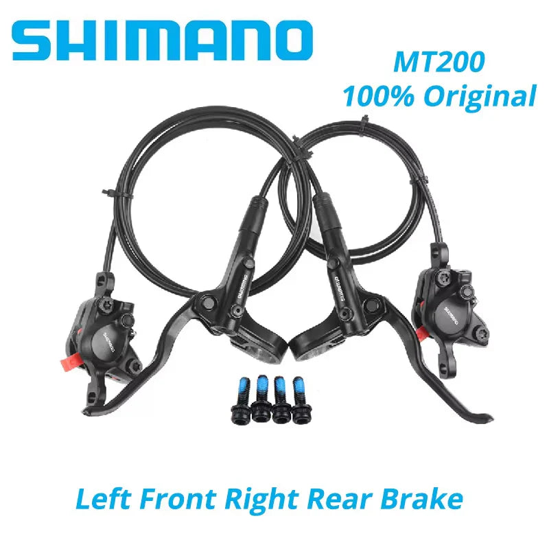 MTB Hydraulic Disc Brake Set – 2-Piston Caliper & 3-Finger Steel Lever, Front & Rear, 160mm Rotor Compatible