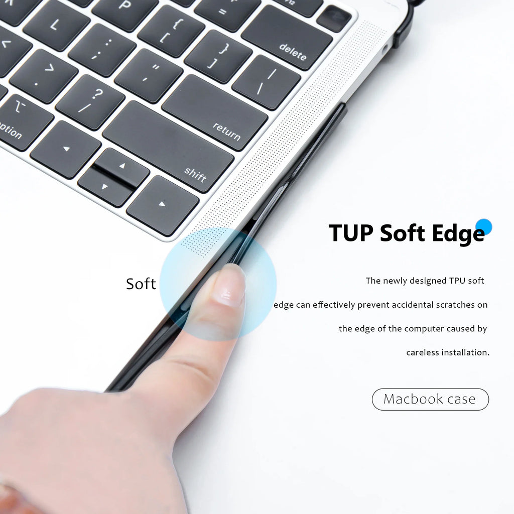 Matte Transparent PC+TPU Protective Case for MacBook Air & Pro 13/13.6/14/15.3/16-inch (33-41 cm) - Full Shell with Keyboard Cover & Vented Non-Slip Feet