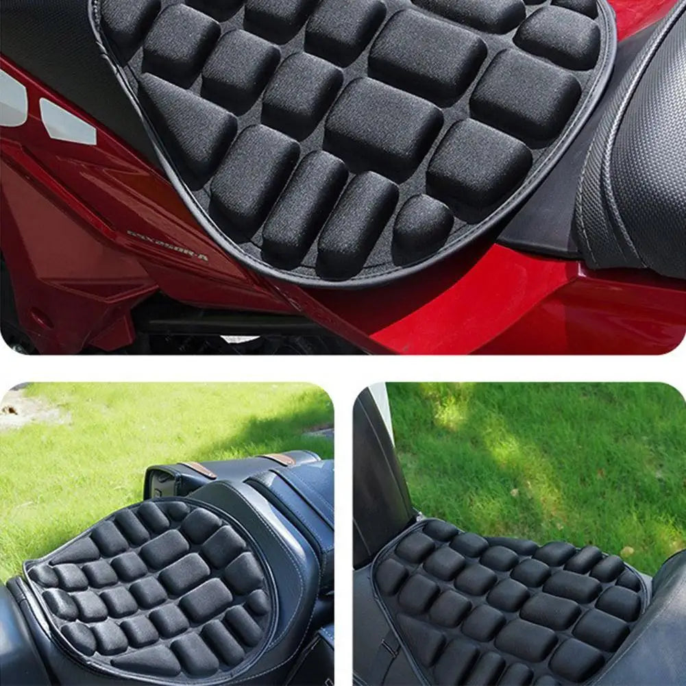 Universal Motorcycle Seat Cushion 34cm (13.4in) — Ergonomic EVA Foam Core with Lycra Cover, Breathable Anti-Slip Pad for Motorbike & Electric Bike