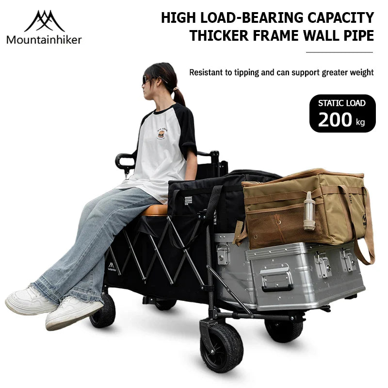 240L (63.4 gal) Camping Handcart Wagon – 900D Oxford Fabric & Iron Frame, Foldable Utility Cart, 2 Colors