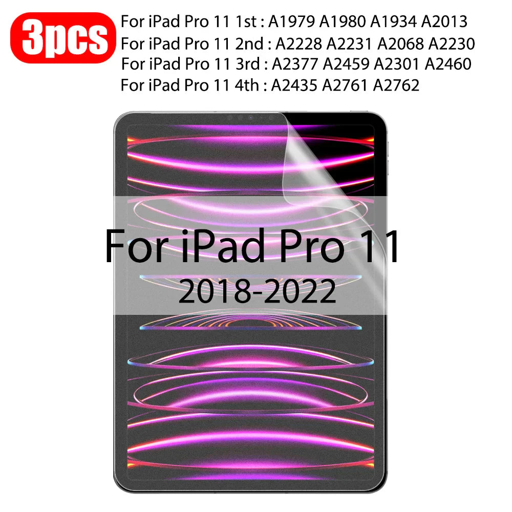 3-Pack Paper-Like Matte PET Screen Protector for iPad Air & Pro — 10.5–12.9 in (26.7–32.8 cm), Anti-Glare Pen-Friendly