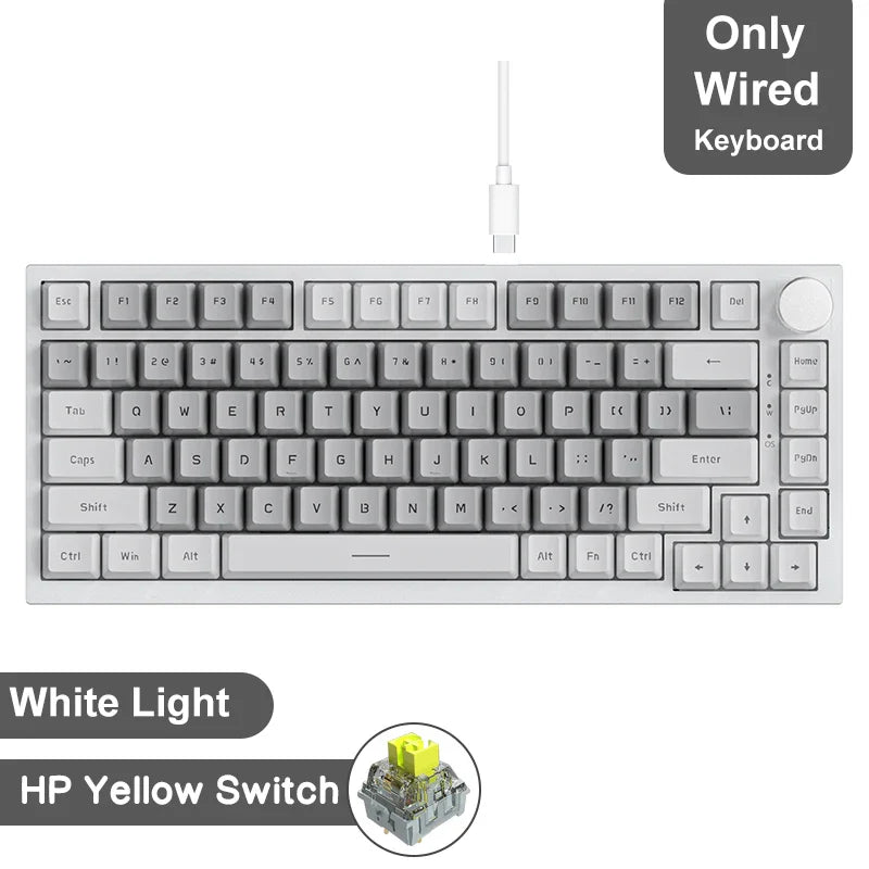 75% 82‑Key Hot‑Swappable Mechanical Gaming Keyboard — Tri‑Mode Wired/2.4GHz/Bluetooth, RGB, TFT Screen, Metal Volume Knob, USB Type‑C