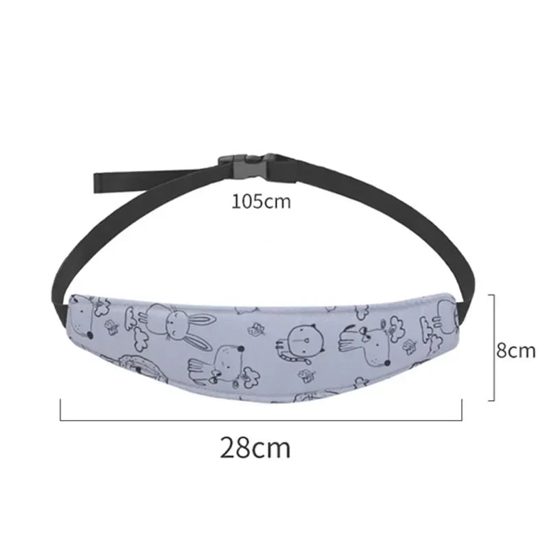 Infant Head Support Pillow for Car Seat & Stroller — Adjustable Belt Fastening Sleep Positioner, Unisex Cartoon Design