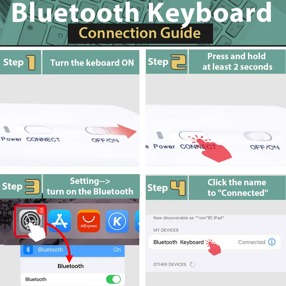 Mini Wireless Bluetooth Keyboard and Mouse — Portable Slim Rechargeable Keyboard for iPad, iPhone, Android Tablets, Samsung, Xiaomi, Mac & Windows