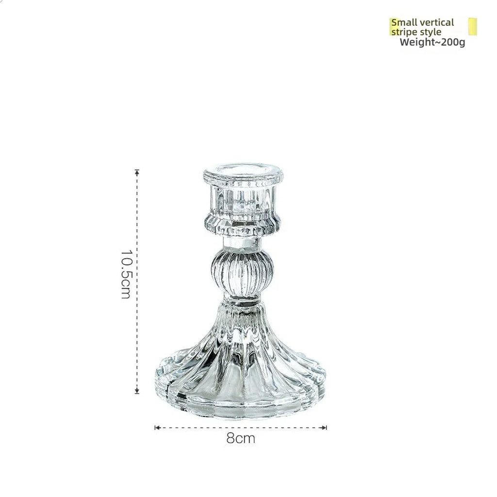 Clear Glass Pillar Candle Holder Table Candlestick for Dining Room Decor