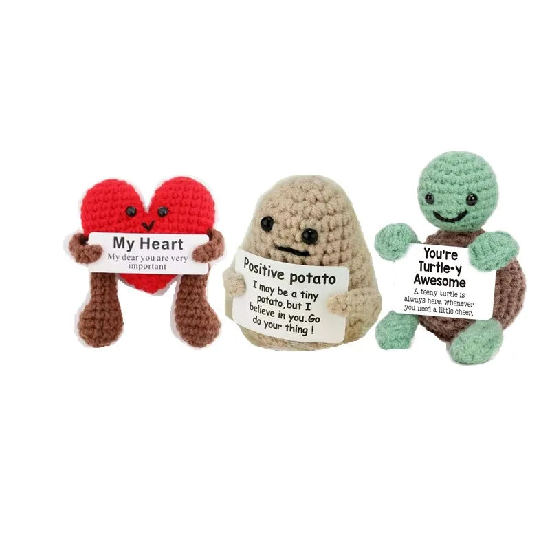 Handmade Mini Crochet Potato Plush Doll – Wool Knit Pocket Hug with Greeting Card, Funny Christmas & Holiday Home Decor Gift